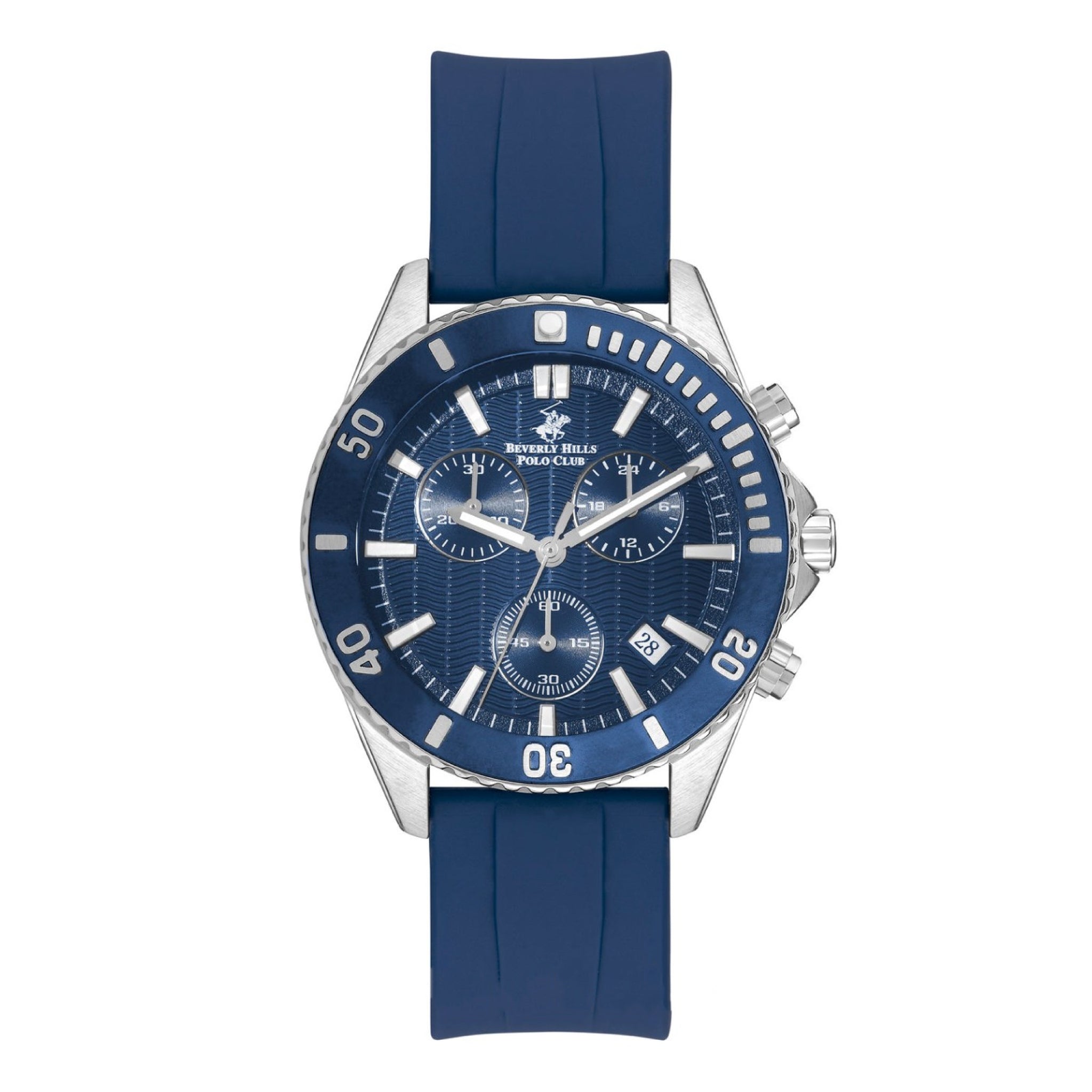 Beverly Hills Polo Club Men Blue Silicone Strap Chronograph Watch - BP