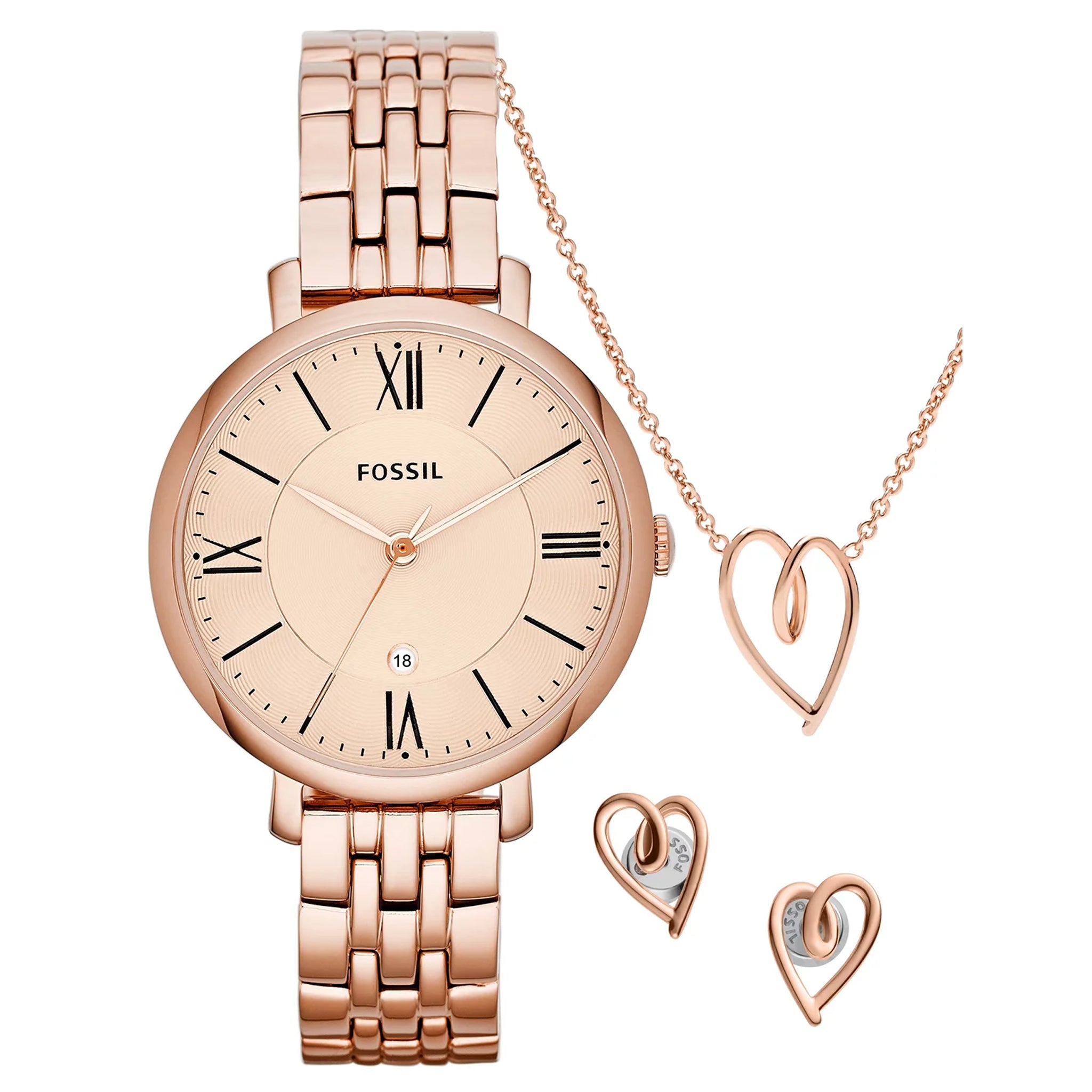 FOSSIL ES5252SET Jacqueline Three-Hand Date Rose Gold-Tone