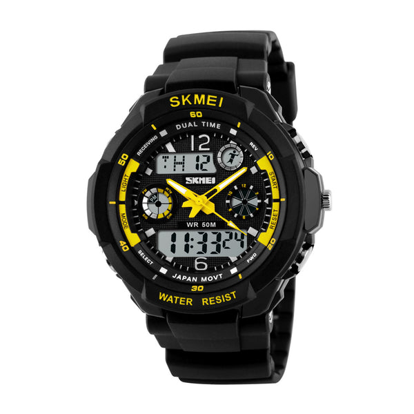 Skmei Men’s Sports Dual Display Analogue and Digital Yellow Watch 0931