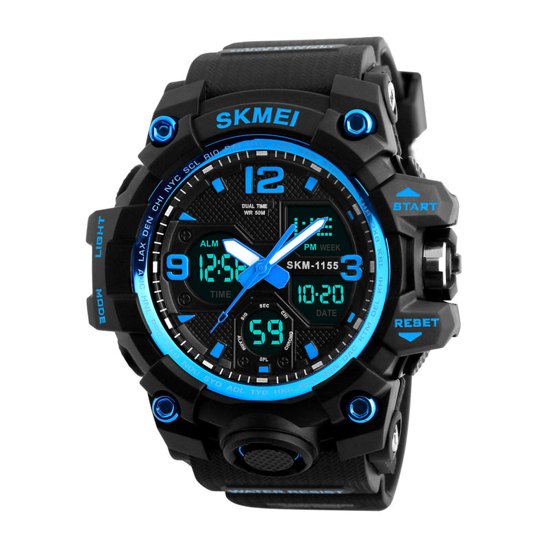 Skmei Men's Black/Blue Analog-Digital Watch 1155