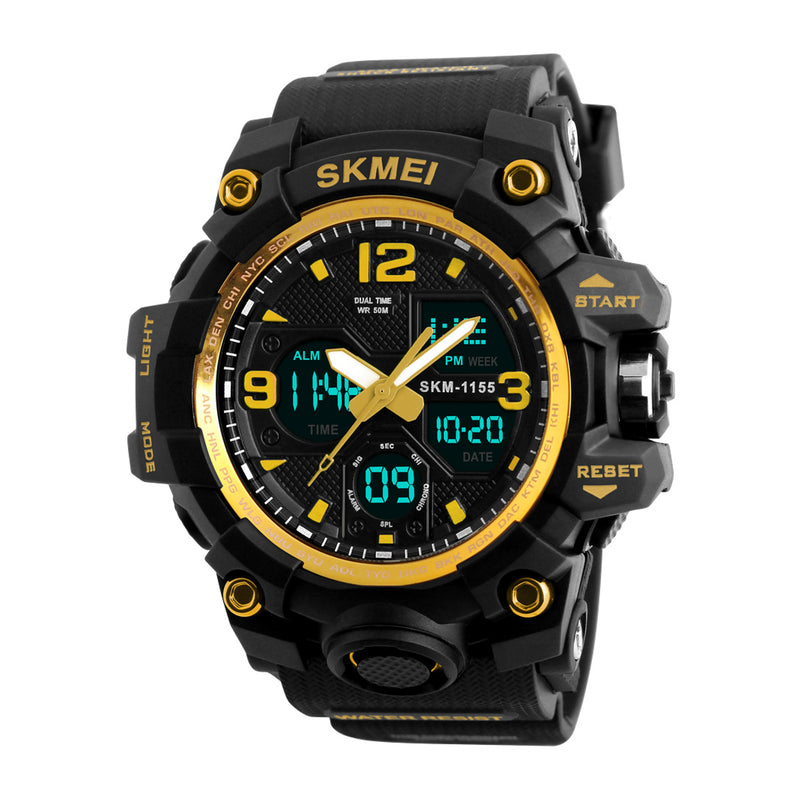Skmei Men's Black/Gold Analog-Digital Watch 1155