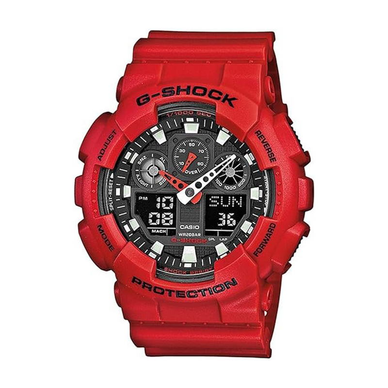 G-Shock Men's Analog Digital Red Resin Band Watch GA-100B-4ADR