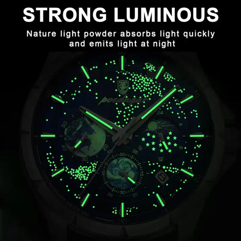 Poedagar Men’s Luminous Chronograph Two tone Stainless Steel Quartz Watch - 916RGBUS