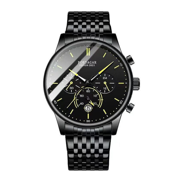 Poedagar Men's Casual Stainless Steel Band Quartz Wrist Watch - 632YES