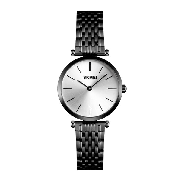 SKMEI Women’s Luxury Black Stainless Steel Wristwatch 30M Waterproof - 1458