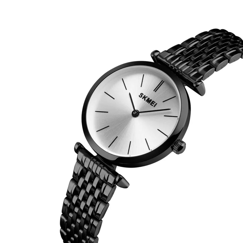 SKMEI Women’s Luxury Black Stainless Steel Wristwatch 30M Waterproof - 1458