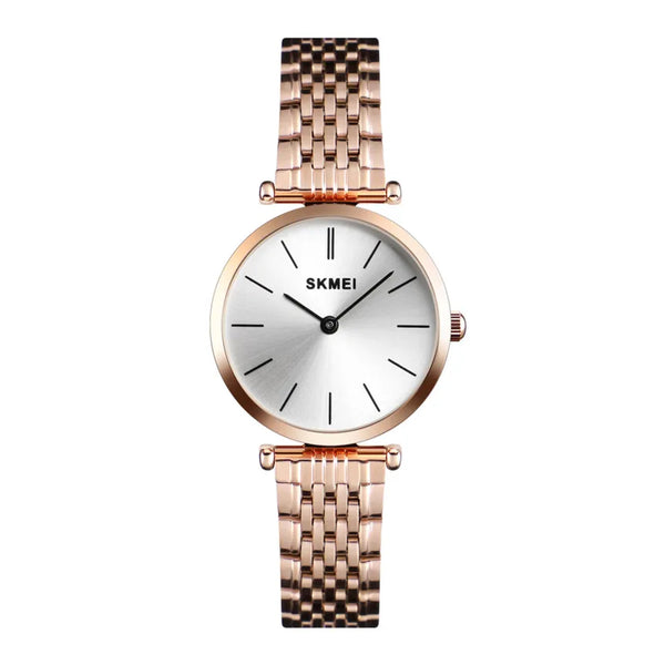 SKMEI Women’s Luxury Rose Gold Stainless Steel Wristwatch 30M Waterproof - 1458