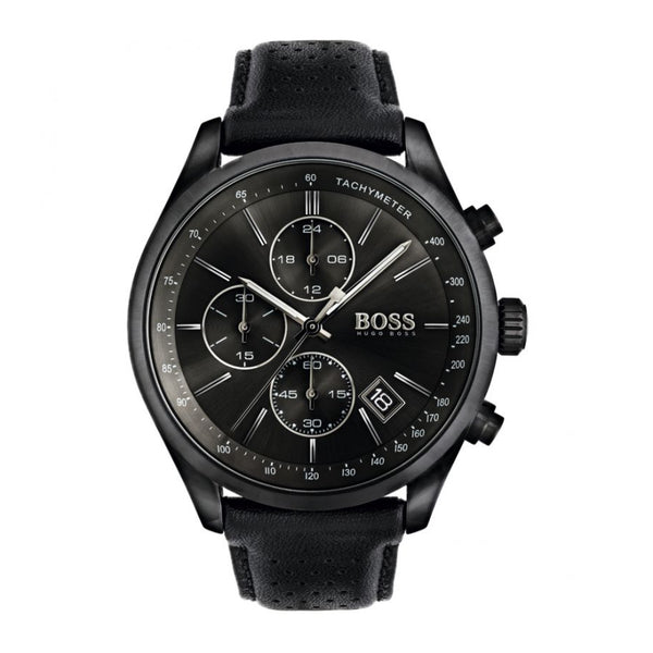 Hugo Boss Men’s Chronograph Quartz Black Leather Strap Watch 1513474