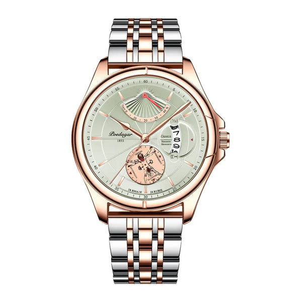 Poedagar Men’s Analog Fashion Stainless Steel Quartz Luminous Wristwatch - 802RGGNS