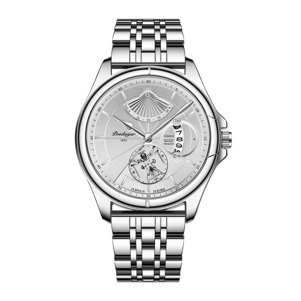 Poedagar Men’s Analog Fashion Stainless Steel Quartz Luminous Wristwatch - 802SLWHS