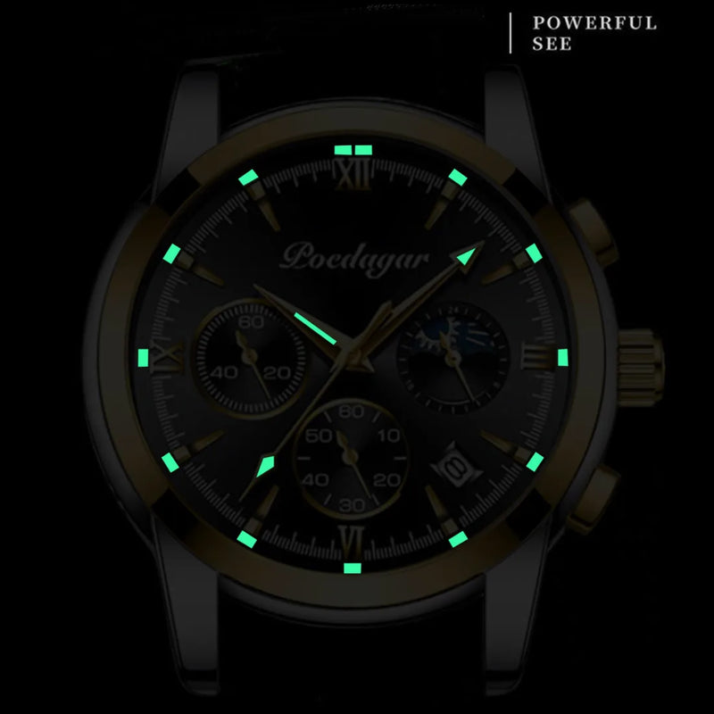 Poedagar Men’s Quartz Alloy Case and Stainless Steel Band Wristwatch - 805GDBKS