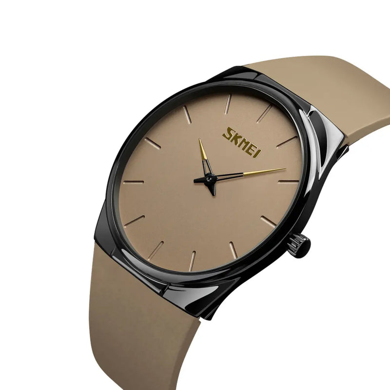 Skmei Men's Analog Quartz Brown Polyurethane Strap Watch 1601