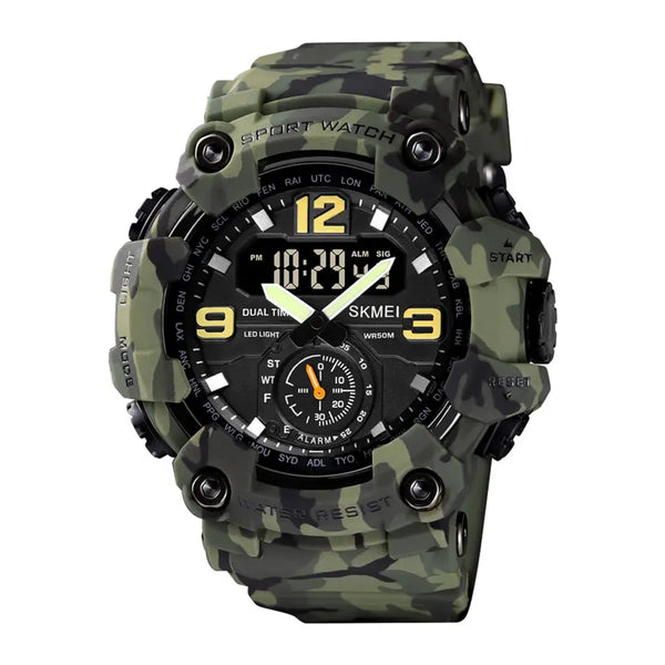 SKMEI Men’s Digital Dual Movement Army Green Camouflage Wristwatch 1637