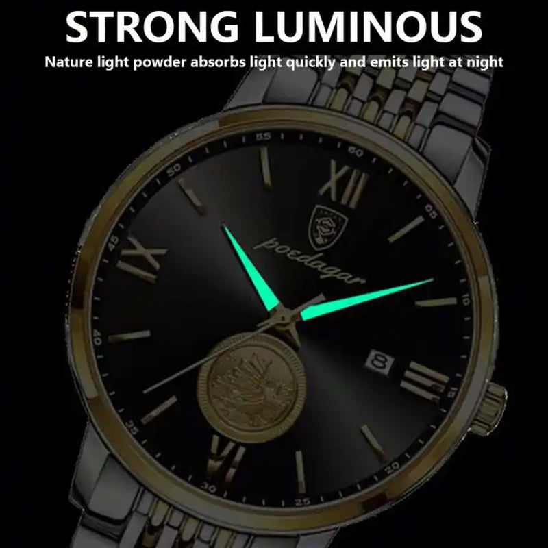 Poedagar Men’s Luxury Quartz Alloy Case Waterproof Wristwatch - 835GDWHSP