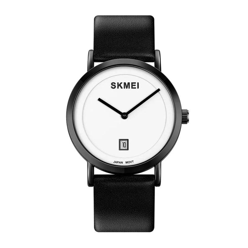 SKMEI Unisex Quartz Black Leather Band Watch 1907