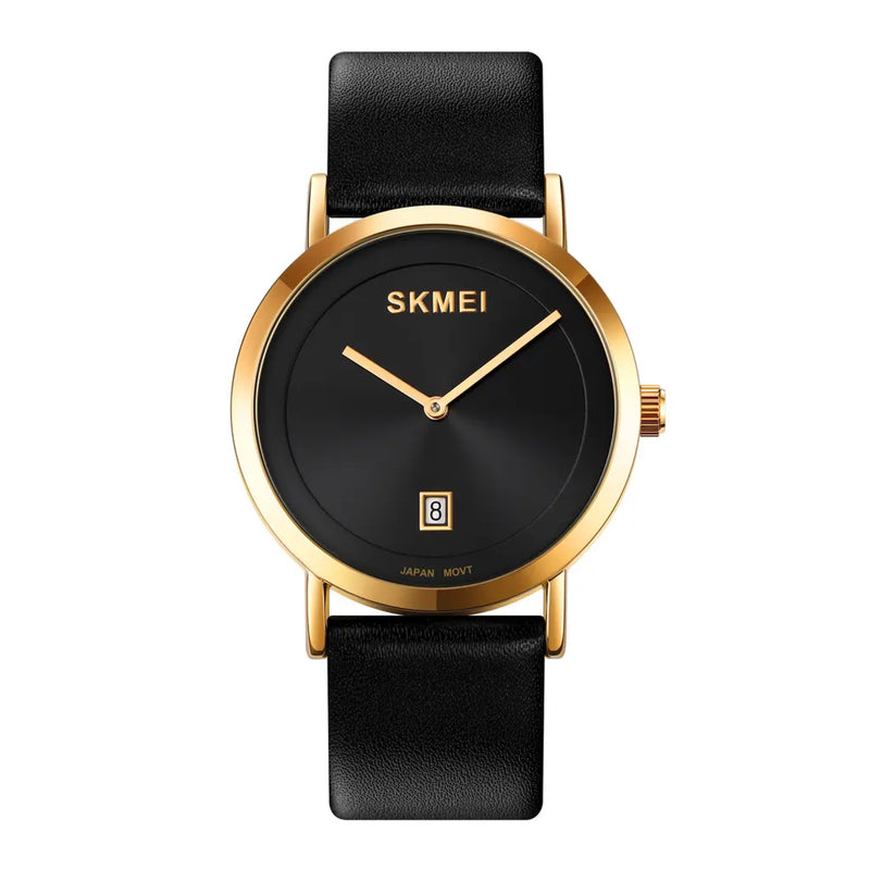 SKMEI Unisex Quartz Black Leather Band Watch 1907