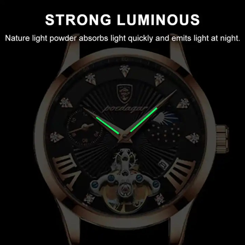 Poedagar Men’s Analog Quartz Brown Leather Watch - 906RGBKL