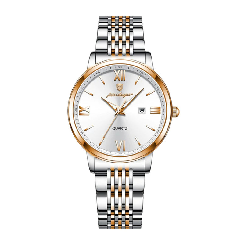 Poedagar Women’s Analog Quartz Two Tone Stainless Steel Watch - 716RGWHS