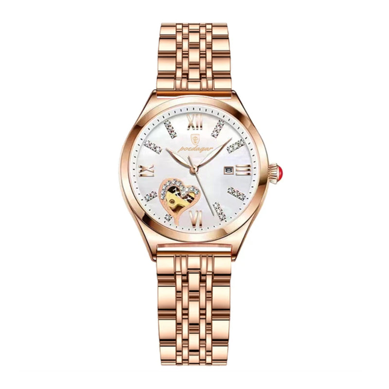 Poedagar Women Love Series Rose Gold Stainless Stain Steel Quartz Luminous Watch - 320WHS