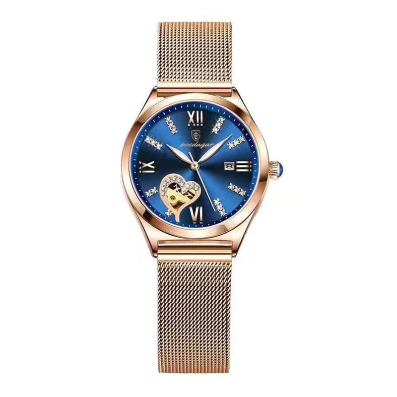 Poedagar Women's Rose Gold Stainless Stain Steel Mesh Quartz Watch - 320BUN