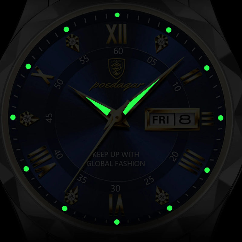 Poedagar Men’s Analog Quartz Waterproof Luminous Wristwatch - 615GDBKS