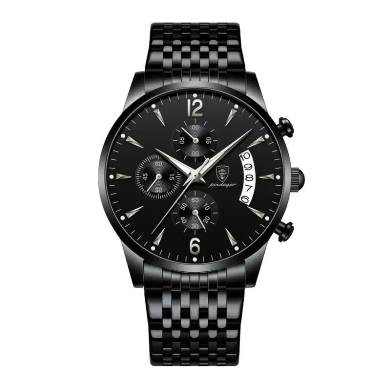 Poedagar Men’s Quartz Black Dial Waterproofing Date Display Watch - 814SLBKS