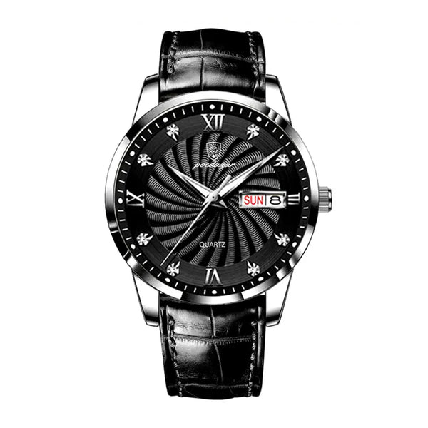 Poedagar Men’s Quartz Brown Leather Black Dial Watch - 827SLBKL