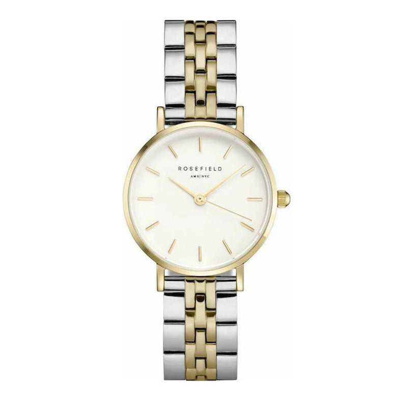 Rosefield The Small Edit White Steel Silver Gold Duo Ladies Watch 26SGD-269