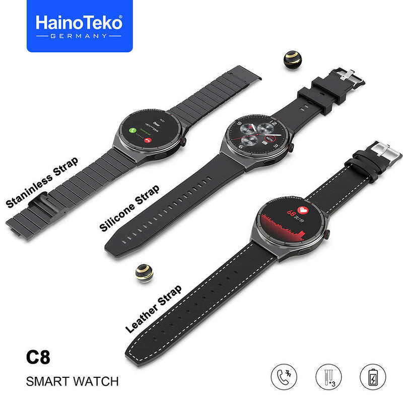 Haino Teko Germany Smart Watch with 3 Pairs Strap C8