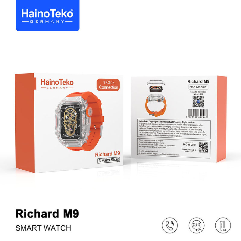 Haino Teko Germany Richard M9 Smart Watch With 3 Pair Straps and 1 Protection case For Men