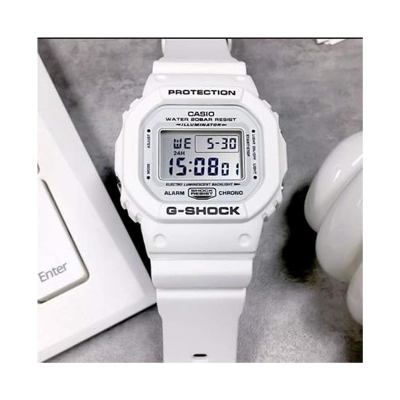 G-Shock Men's Digital White Resin Band Watch DW-5600MW-7DR