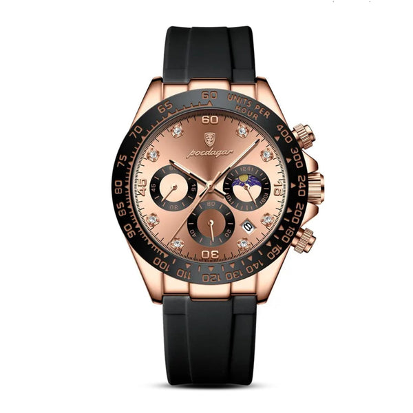 Poedagar Men’s Casual Sport Chronograph Black Silicone Strap Watch - 629RGGDC