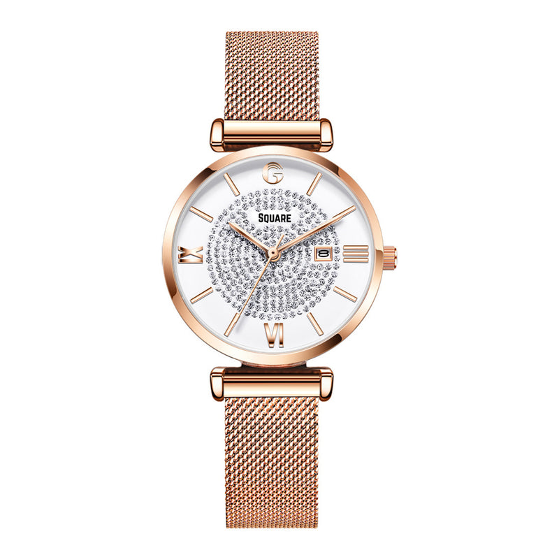 Gsquare Women Analog Quartz Rose Gold Stainless Steel Band Watch - 6892