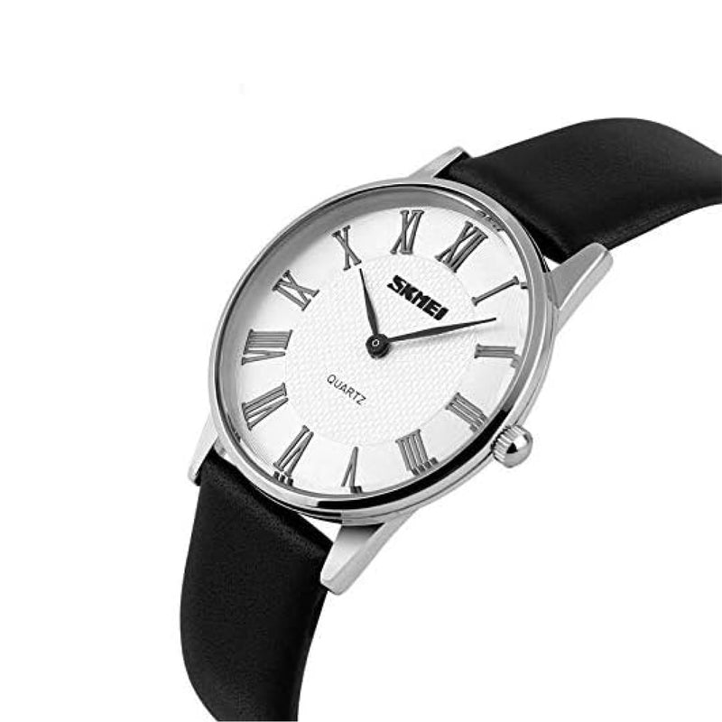 Skmei Men's Classic Design Ultra Thin Analog Black Leather Watch - 9092
