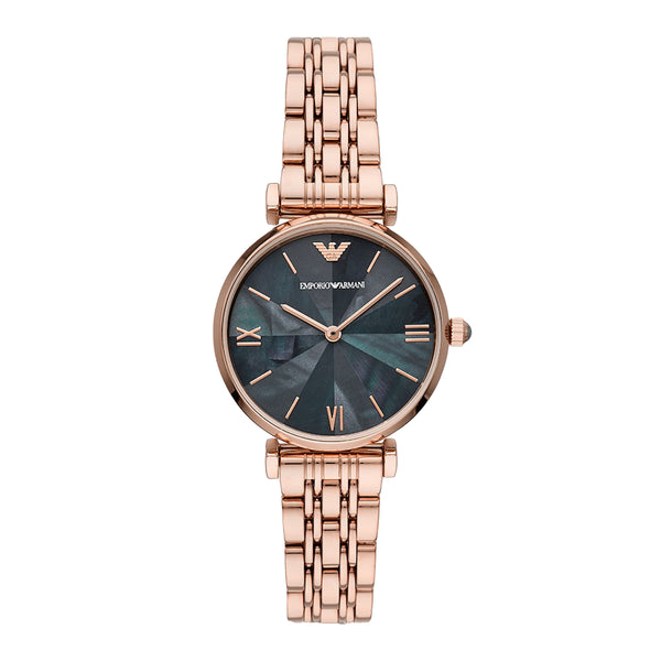 Emporio Armani Two-Hand Rose Gold Stainless Steel Watch AR11401