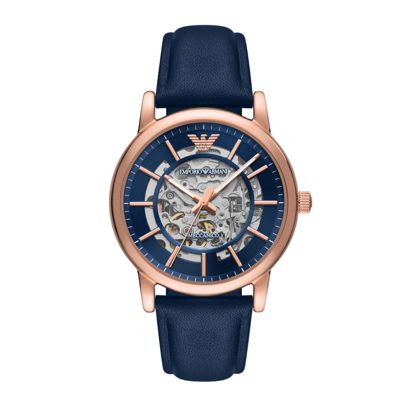 Emporio Armani Men's Automatic Blue Leather Watch AR60050