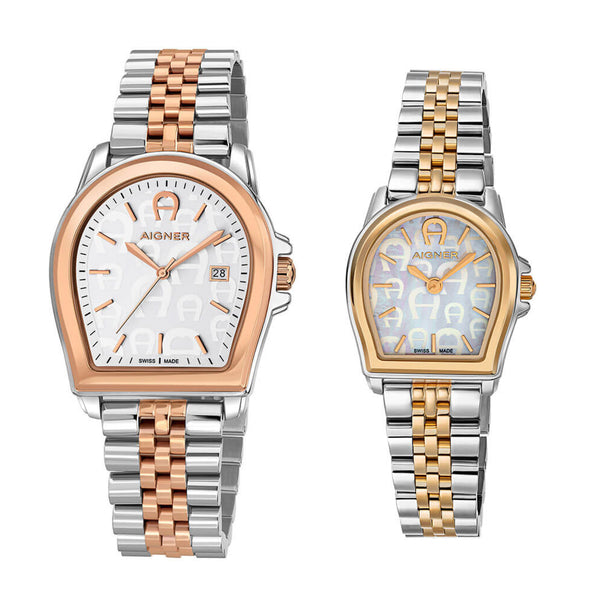Aigner Verona His & Her Stainless Steel Rose Gold Pair Watch Set - ARWCG4810009/04-SET