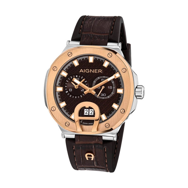 Aigner Men's Taviano Swiss Made Brown Round Dial Watch ARWGA0000713
