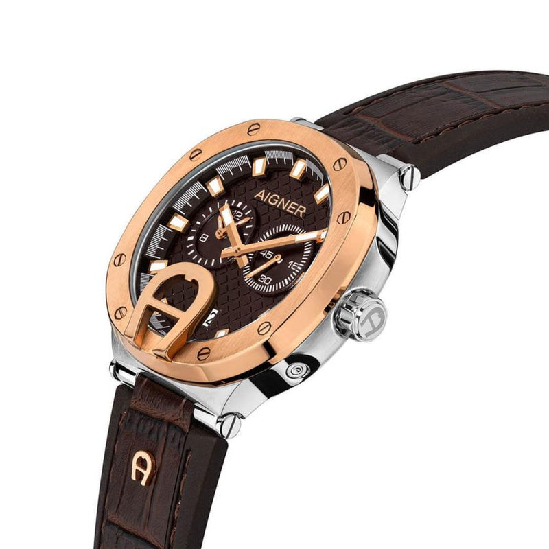 Aigner Men's Taviano Swiss Made Brown Round Dial Watch ARWGA0000713