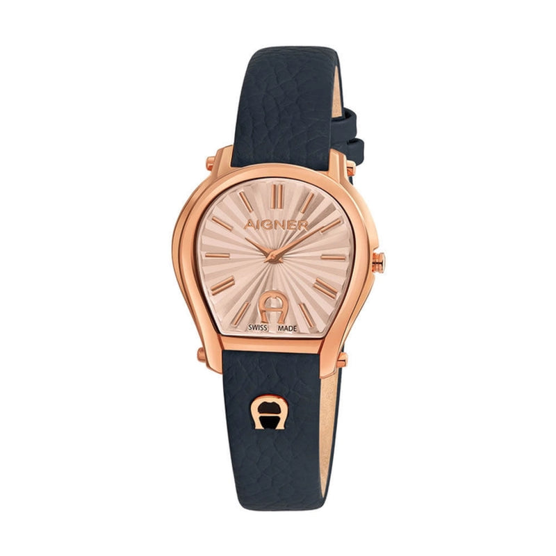 Aigner Pavia Women's Rose Gold Dial & Case Blue Leather Strap Watch ARWLA2200112