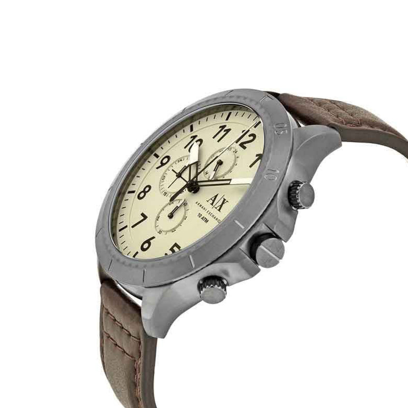 Armani Exchange Men's Brown Leather Quartz Watch AX1757