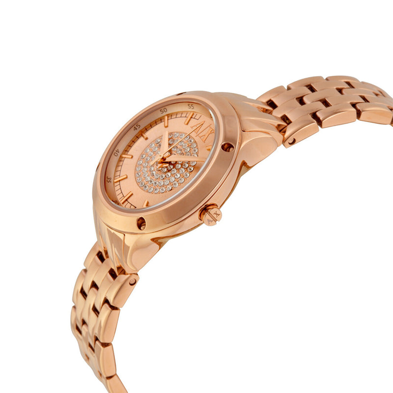 Armani Exchange Women's Pave Dial Rose Gold-tone Watch AX5416