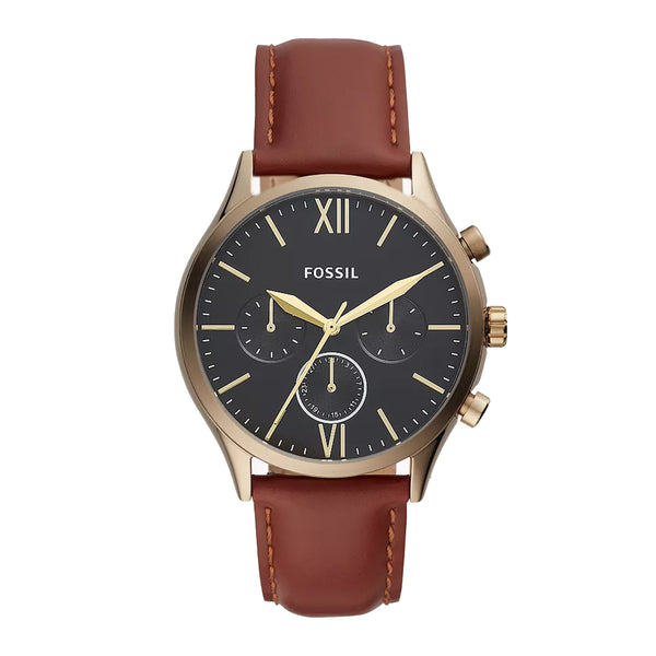 Fossil Men Fenmore Multifunction Brown Leather Watch BQ2404