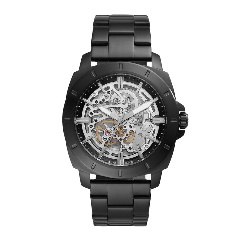 Fossil Men Privateer Sport Mechanical Black Stainless Steel Watch BQ2426