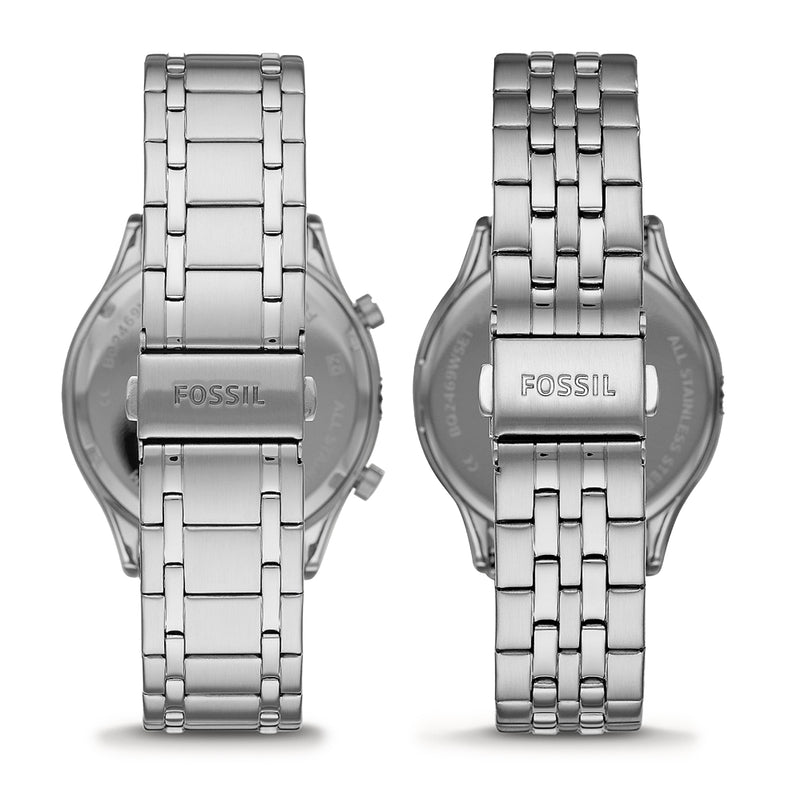 Fossil His and Her Fenmore Multifunction Stainless Steel Watch Gift Set BQ2469SET
