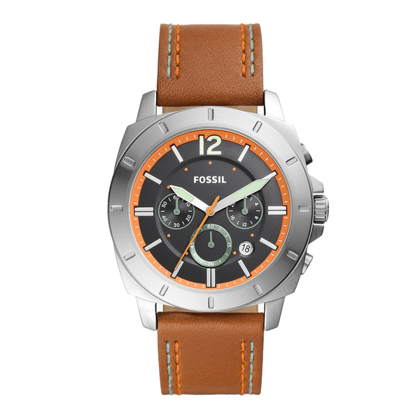 Fossil Men Privateer Sport Chronograph Brown Leather Watch BQ2681