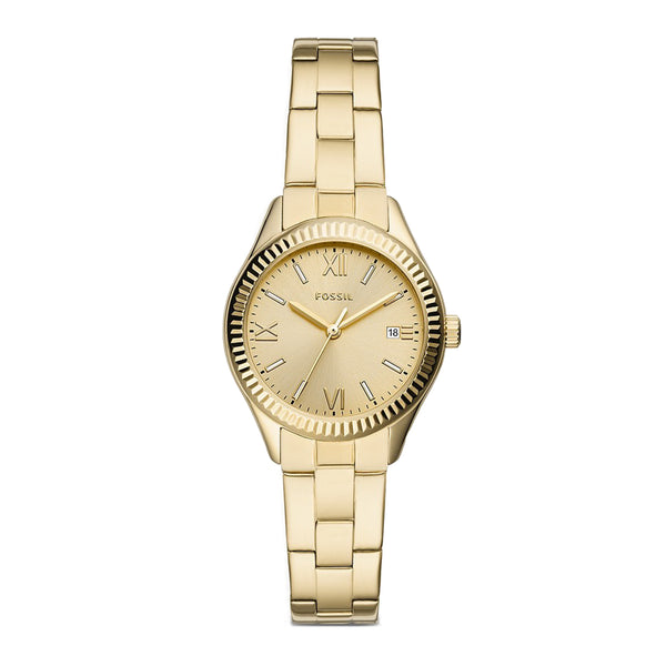 Fossil Women Rye Three-Hand Date Gold-Tone Stainless Steel Watch BQ3638