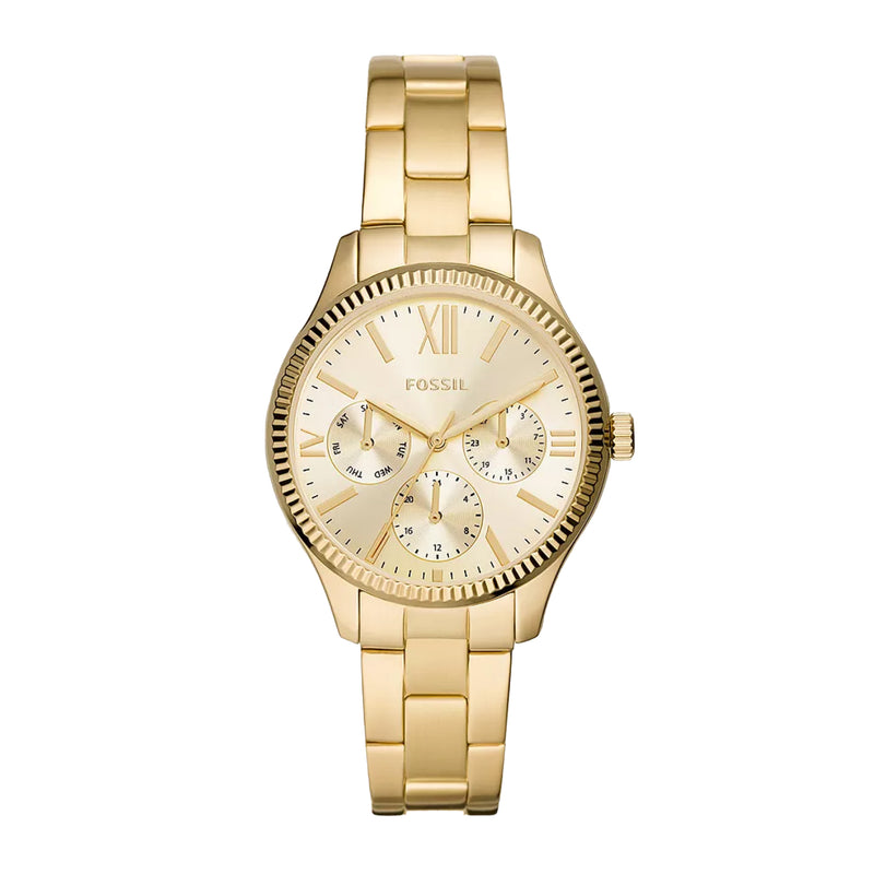 Fossil Women Rye Multifunction Gold-Tone Stainless Steel Watch BQ3692