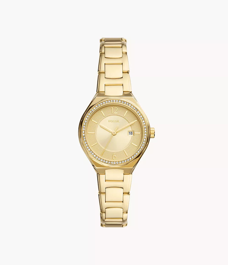 Fossil Women Eevie Three-Hand Date Gold-Tone Stainless Steel Watch BQ3801