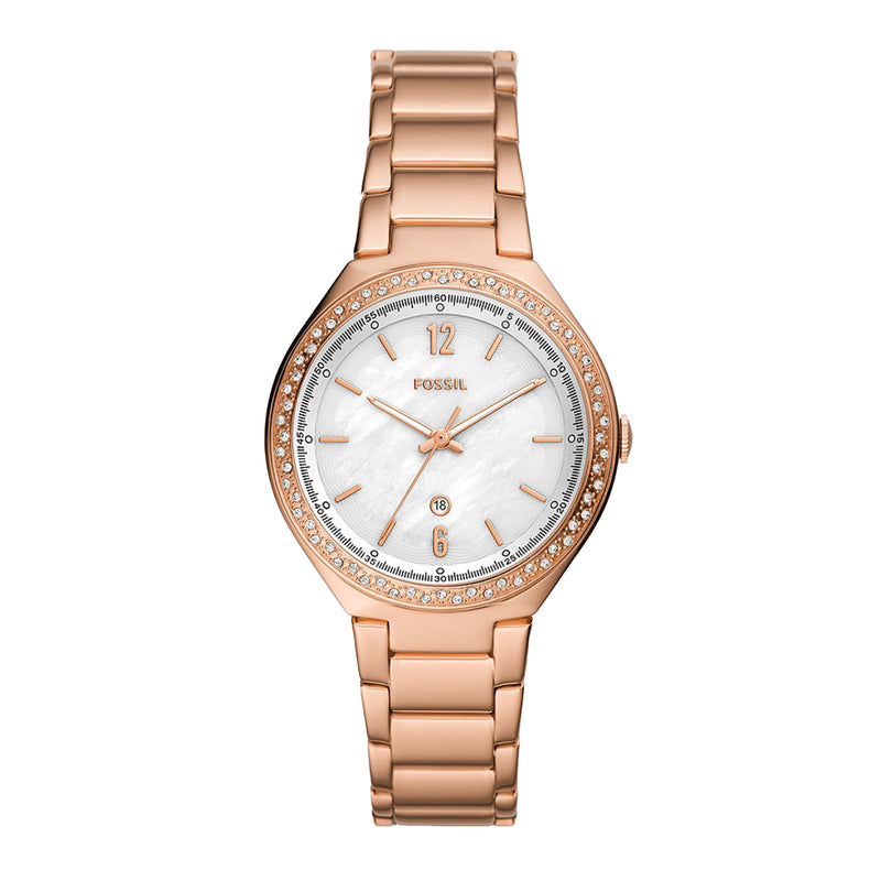 Fossil Women Ashtyn Three-Hand Date Rose Gold-Tone Stainless Steel Watch BQ3841
